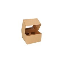 Cargar imagen en el visor de la galería, Cajas cupcakes 17,5 x 17,5 x 10 cm con ventana de PLA (para 4 cupcakes) (25 unid/pack)