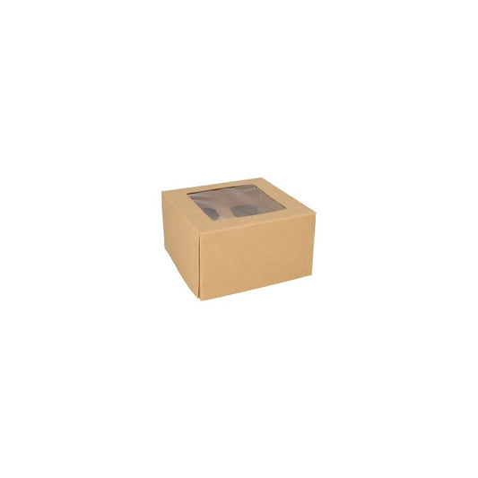 Cajas cupcakes 17,5 x 17,5 x 10 cm con ventana de PLA (para 4 cupcakes) (25 unid/pack)
