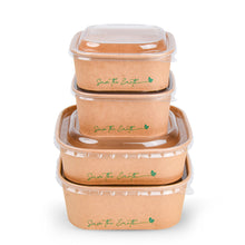 Carica l'immagine nel visualizzatore di Gallery, Insalatiera quadrata 500 ml + coperchio in rPET (200 unità/scatola)