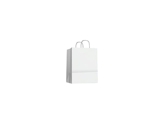 Bolsa Blanca Asa Rizada XS 90gsm (18+8x25cm)-(250 unid/caja)-(exclusivo online)