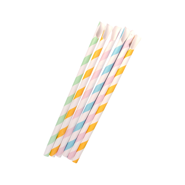 Pajitas Cartón Colores con Cuchara 8mm x 20cm (Gruesas)