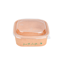Cargar imagen en el visor de la galería, Tarrinas Cuadradas Kraft 500 ml + Tapa rPET