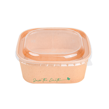 Cargar imagen en el visor de la galería, Tarrinas Cuadradas Kraft 1000 ml + Tapa rPET