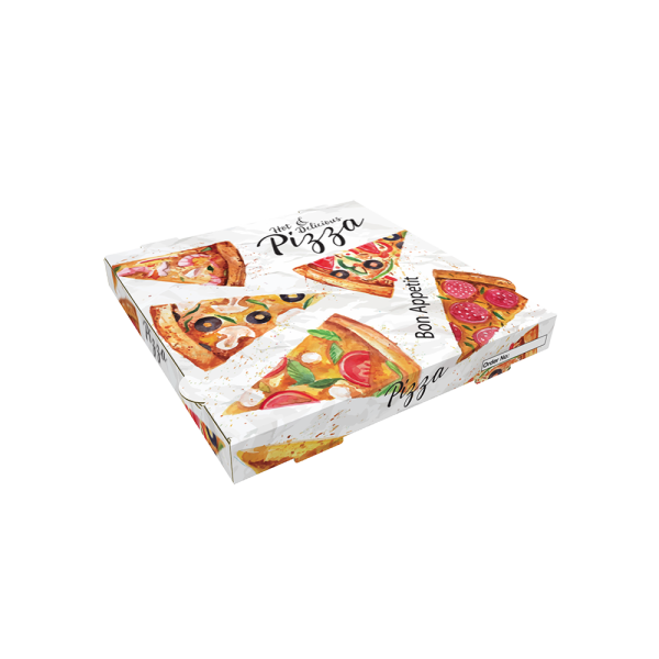 Caja Pizza Decorada  26x26x3,5cm (100 unidades)