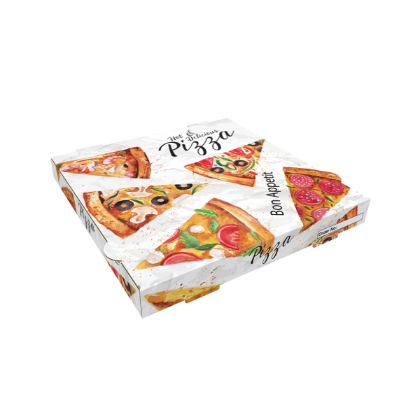 Caja Pizza Decorada 30x30x3,5cm (100 unidades)
