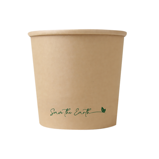Sopera Cartón + Tapa Kraft 750ml (Combo)- 26oz (300 unid/caja) (exclusivo online)