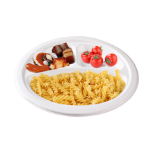Cargar imagen en el visor de la galería, Plato Caña de Azúcar 26cm- 3 compartimentos (500 unid/caja)- (exclusivo online)