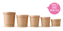 Cargar imagen en el visor de la galería, Sopera Cartón + Tapa Kraft 1000ml (Combo)- 32oz (300 unid/caja)-(exclusivo online)