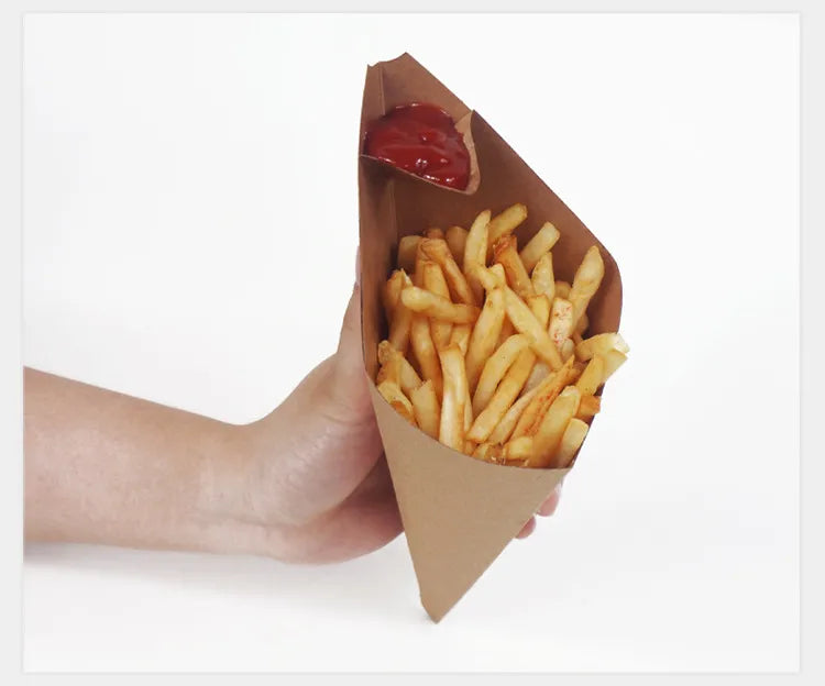 Cono Kraft con espacio para Salsa 20,5x26,5cm