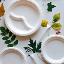 Cargar imagen en el visor de la galería, Plato Caña de Azúcar 26cm- 3 compartimentos (500 unid/caja)- (exclusivo online)