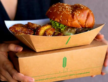 Cargar imagen en el visor de la galería, Barquetas Kraft Antigrasa/Fritos 400ml (10,5x7,5x4,3cm)