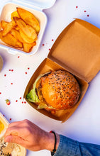 Cargar imagen en el visor de la galería, Caja Kraft Hamburguesa Grande 14x14x8cm