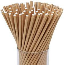 Cargar imagen en el visor de la galería, Pajitas Papel Kraft 6mm x 20cm (Delgadas) (pack con 100 unid/ caja con 6000 unid)