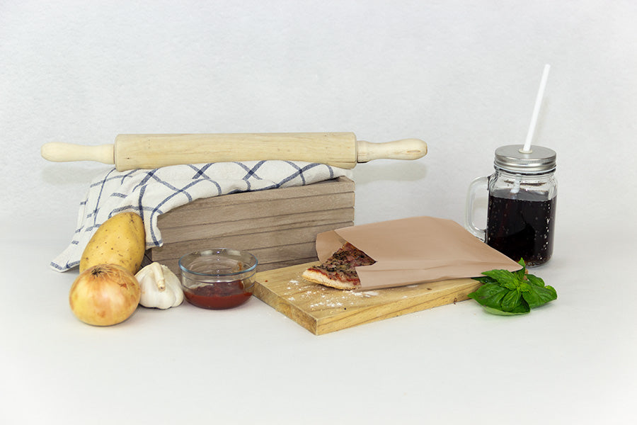 Bolsa Antigrasa Kraft para Patatas/Empanadas/Fritos 14+7x24cm