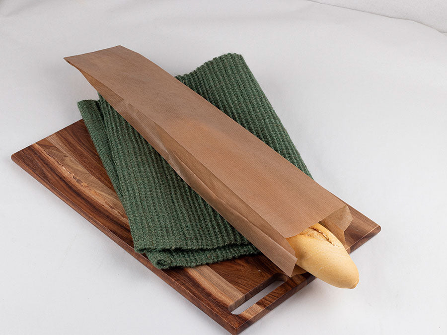 Borsa per tavolette di pane in carta Kraft vergata 9+5x50 cm