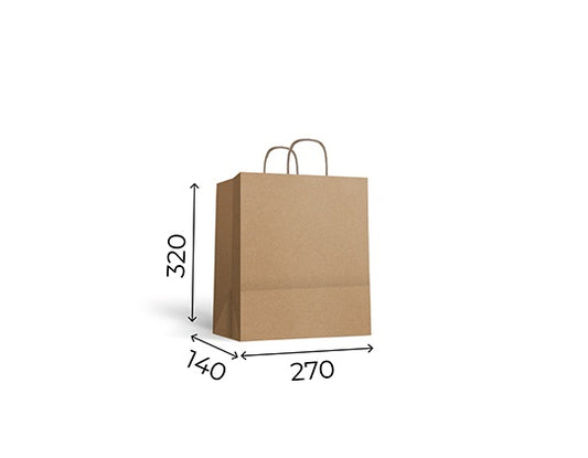 Bolsa Kraft Asa Rizada S 100gsm (27+14x32cm)