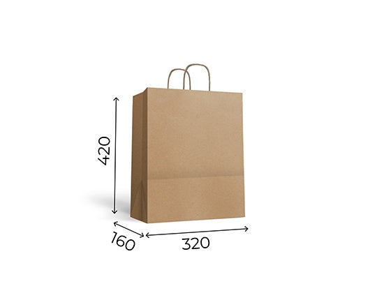 Bolsa Kraft Asa Rizada M 110gsm (32+16x42cm)