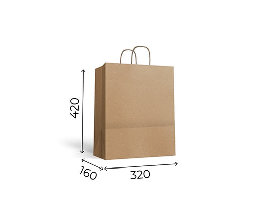 Bolsa Kraft Asa Rizada M 110gsm (32+16x42cm)