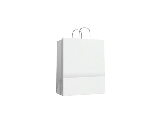 Bolsa Blanca Asa Rizada M 110gsm (32+16x42cm)-(250 unid/caja)-(exclusivo online)