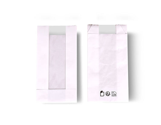 Bolsa blanca con ventana "DELUXE" 50 gsm 9x5x17cm (1000 unid/caja)-(exclusivo online)
