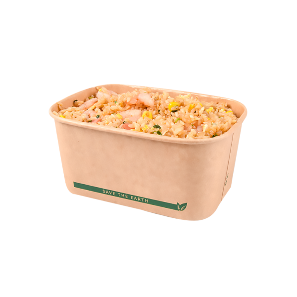 Envase Microondable Rectangular Kraft 1000 ml- 32oz