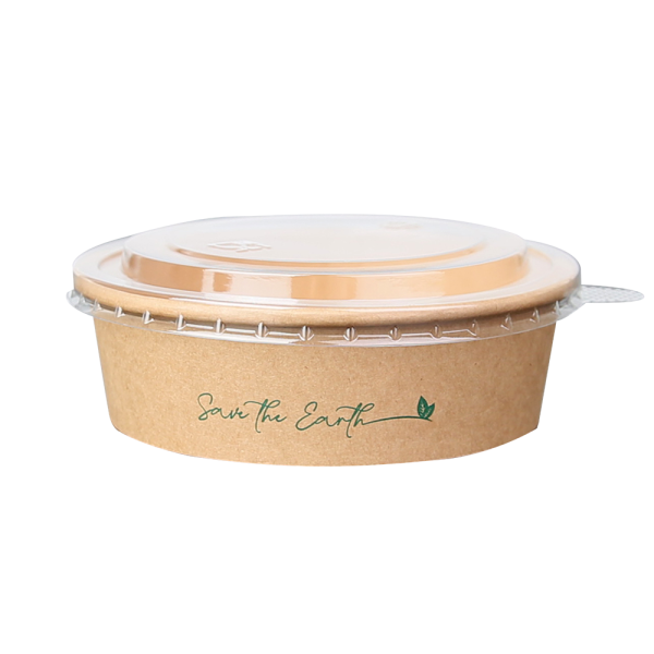 Cardboard Salad Bowl 500 ml + rPET Anti-Fog Lid (200 units/box)