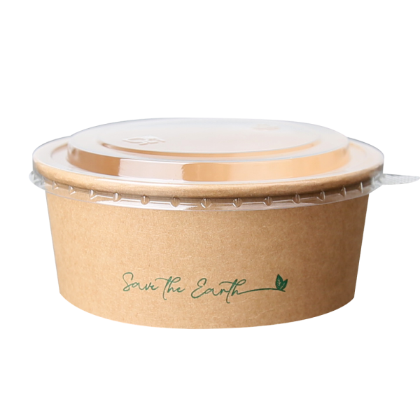Cardboard Salad Bowl 750 ml + rPET Anti-Fog Lid (200 units/box)
