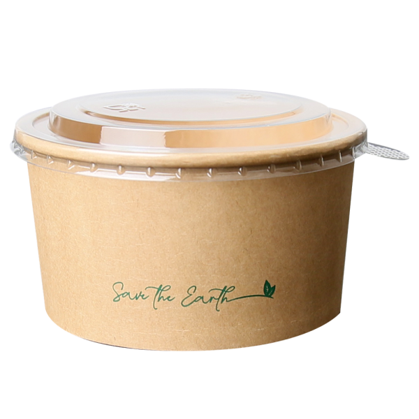 Cardboard Salad Bowl 1000 ml + rPET Anti-Fog Lid (200 units/box)