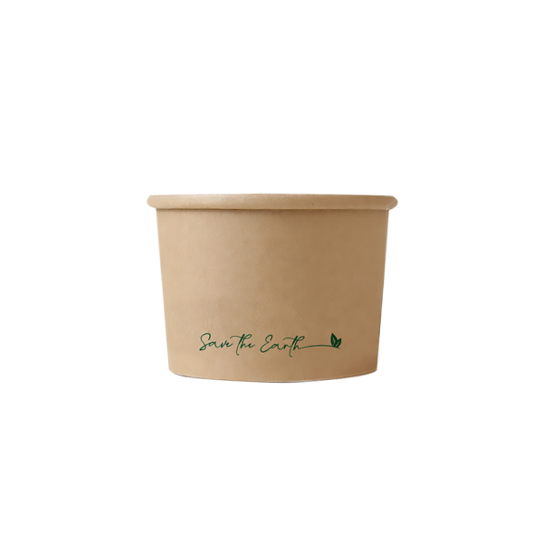 Envase redondo 8 oz Kraft 250 ml con tapa PP