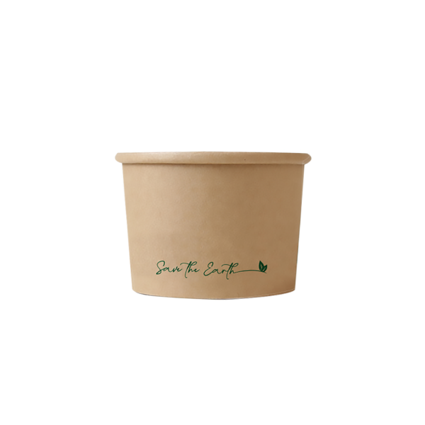 8 oz Kraft 250 ml round container with PP lid (300 units/box)