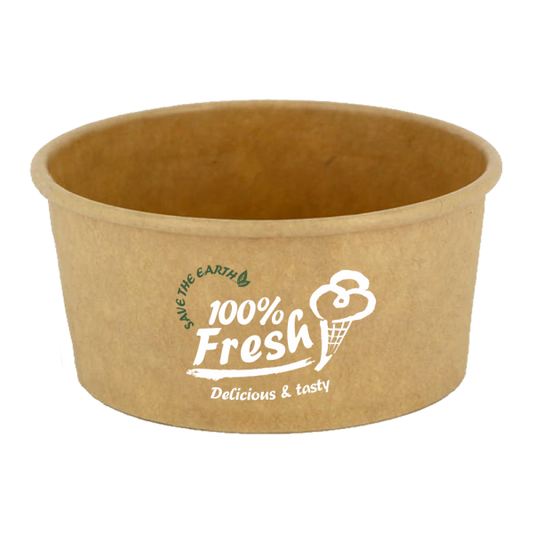 Tapa Plana Cerrada para Tarrina Helado Blanca/Kraft 180 y 240ml
