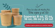 Cargar imagen en el visor de la galería, Envase redondo 8 oz Kraft 250 ml con tapa PP

