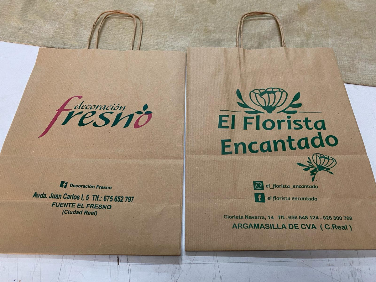 Bolsa Kraft Asa Plana L (32x16x35cm) (personalizada a 1 tinta- a 2 caras)- 1500 unidades