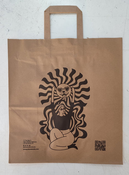 Bolsa Kraft Asa Plana M (32x21x35cm) (personalizada a 1 tinta- a 2 caras)- 1500 unidades