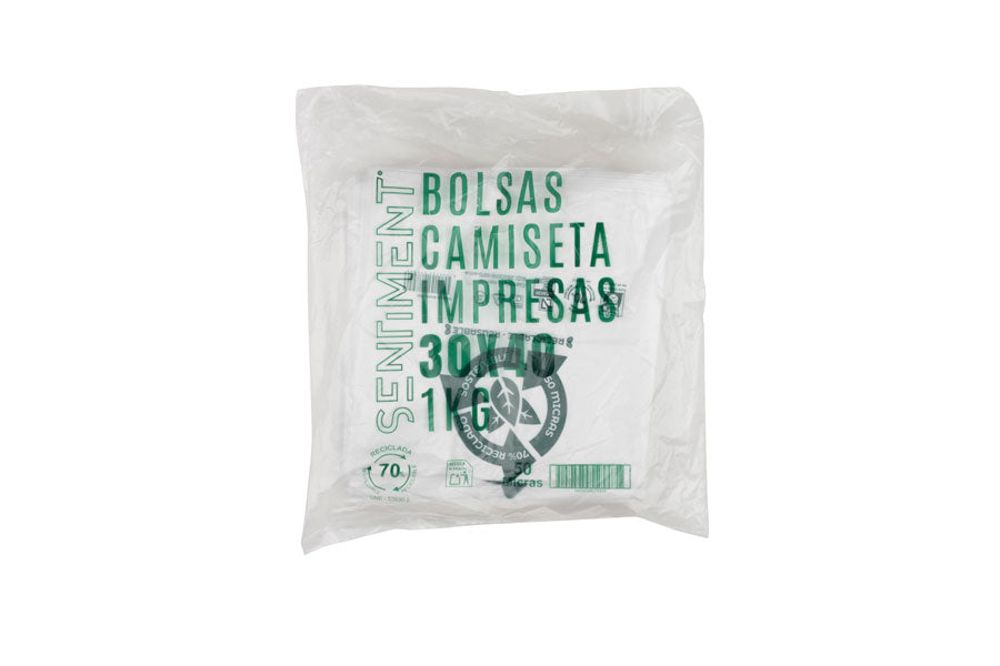 Bolsa Asa Camiseta XXL 80x85cm (50µm) Reciclada 70% (10pq. x 2kg.) (exclusivo online)