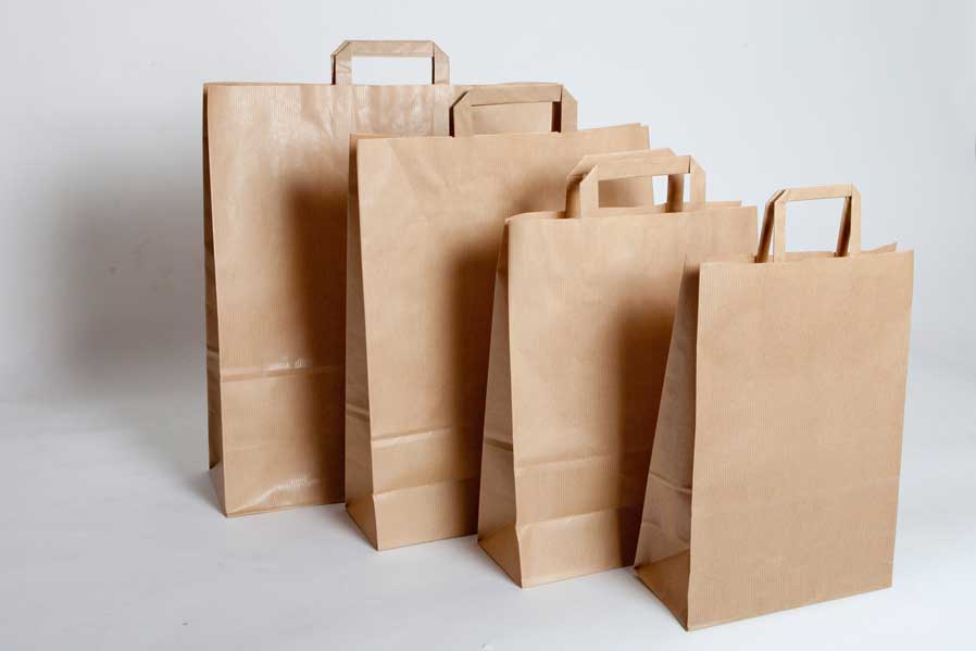 Bolsa Kraft Asa Plana L 90gsm (32+16x35cm)
