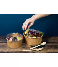 Load image into Gallery viewer, Kraft Cardboard Salad Bowl + Lid 1000ml (Combo) - 34oz
