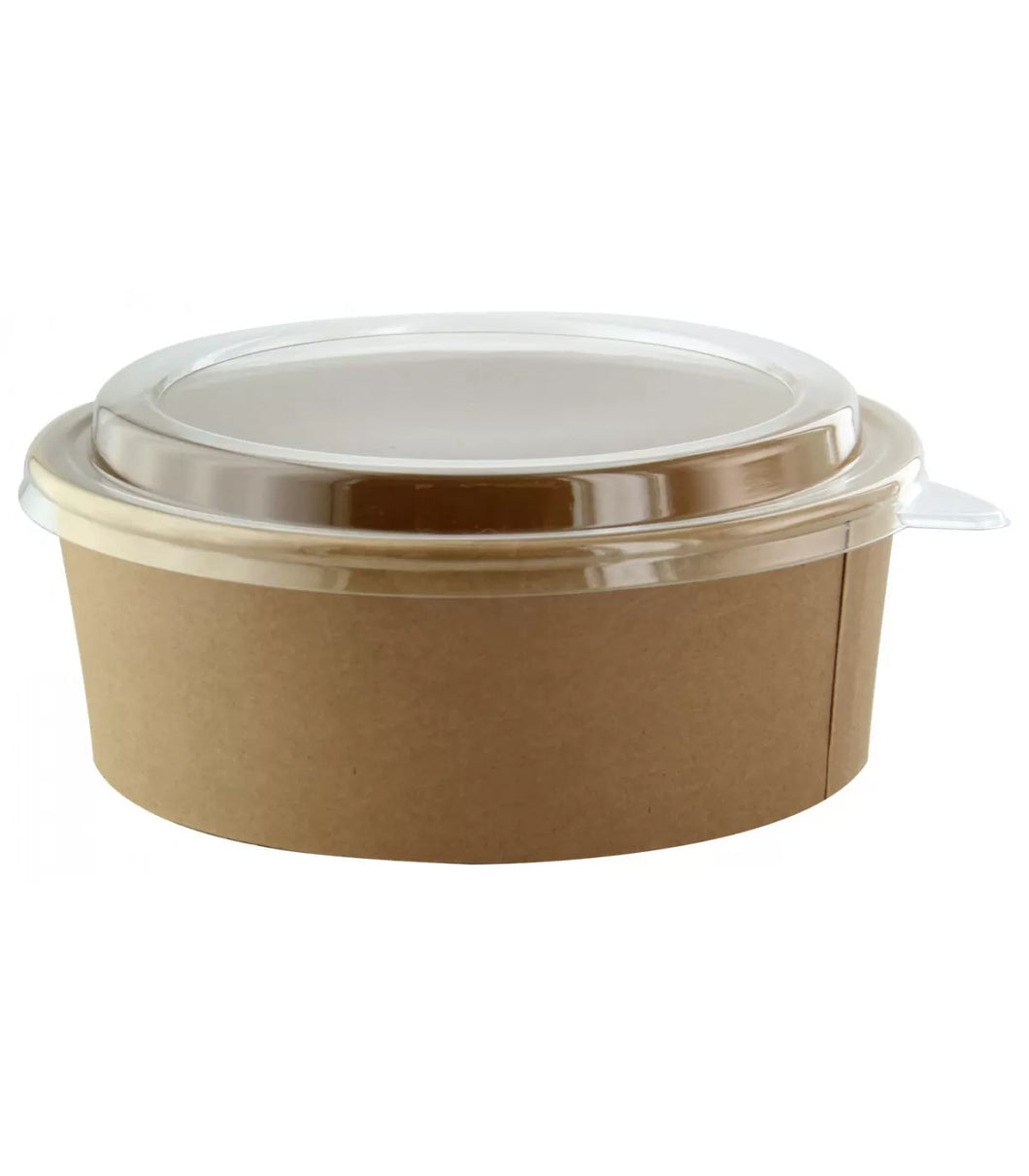 Kraft Cardboard Salad Bowl + Lid 1000ml (Combo) - 34oz