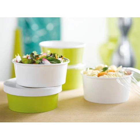 Ensaladera Blanca Cartón 1000 ml + Tapa rPET Antivaho (200 unid/caja) (exclusivo online)