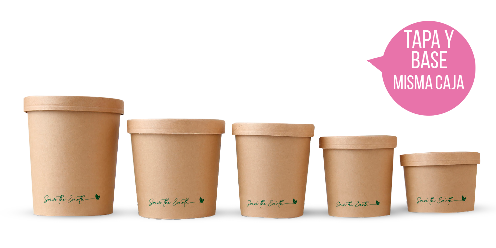 Sopera Cartón + Tapa Kraft 750ml (Combo)- 26oz (300 unid/caja) (exclusivo online)