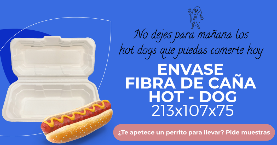 Envase Caña de Azúcar Hot Dog 21x11x7,5cm