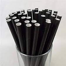 Pajitas Cartón Negras 8mm x 15cm- Cocktail (Cortas-Gruesas) (pack con 100 unid/ caja con 6000 unid)
