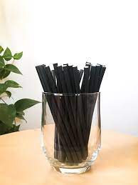 Pajitas Cartón Negras 8mm x 15cm- Cocktail (Cortas-Gruesas) (pack con 100 unid/ caja con 6000 unid)