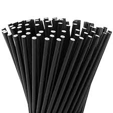 Black Cardboard Straws 6mm x 20cm (Thin)