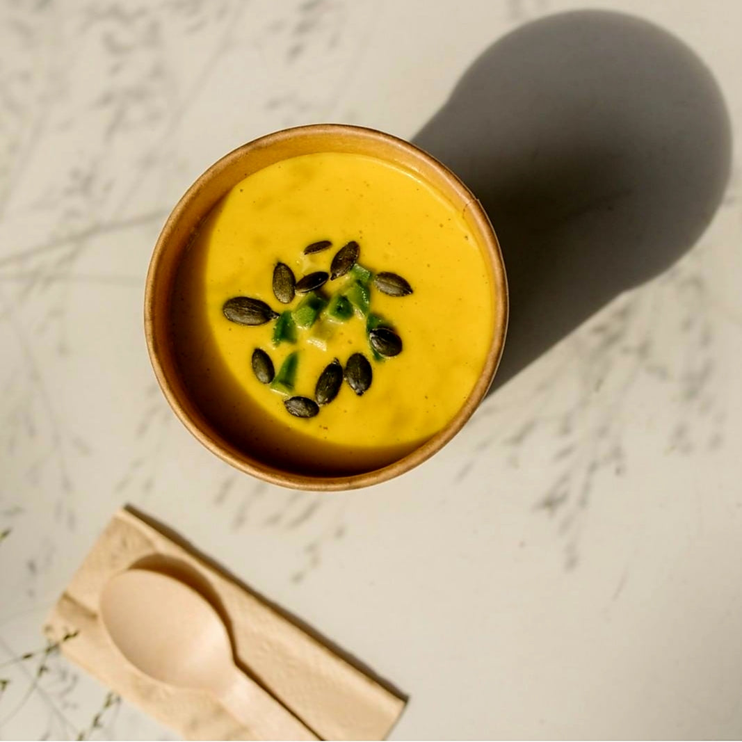 Sopera Cartón + Tapa Kraft 350ml (Combo)- 12oz