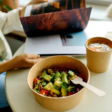Load image into Gallery viewer, Kraft Cardboard Salad Bowl + Lid 750ml (Combo) - 25oz

