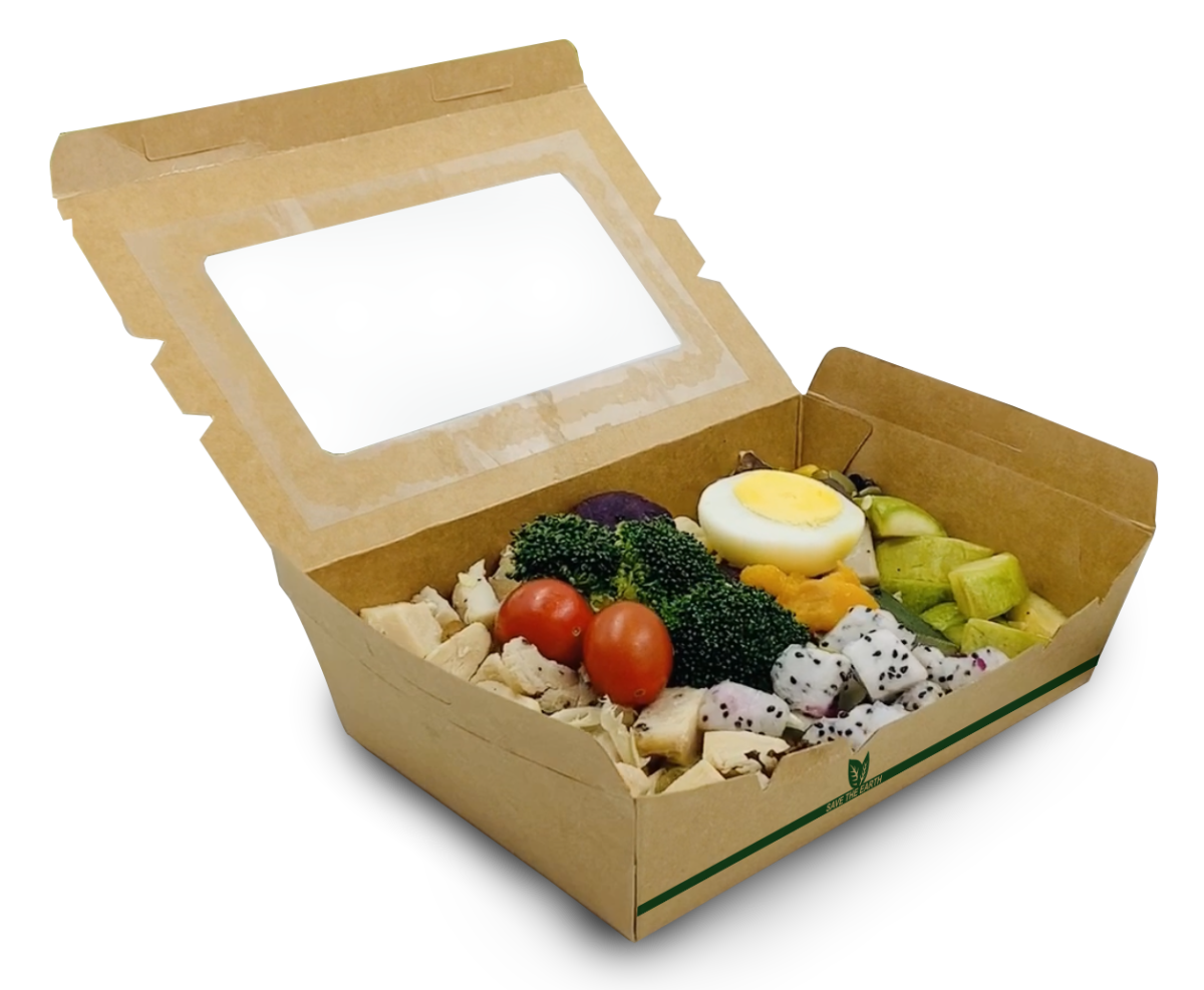 Caja Kraft con Ventana 2100ml (19,5x14x6,5cm)